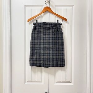 Vintage Wool Plaid Tartan Skirt Grey - XS